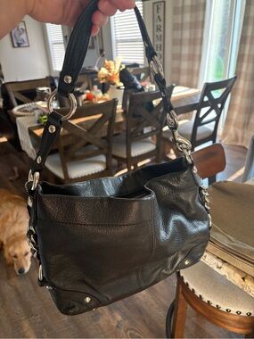 Coach Classic Black Leather Shoulder Bag